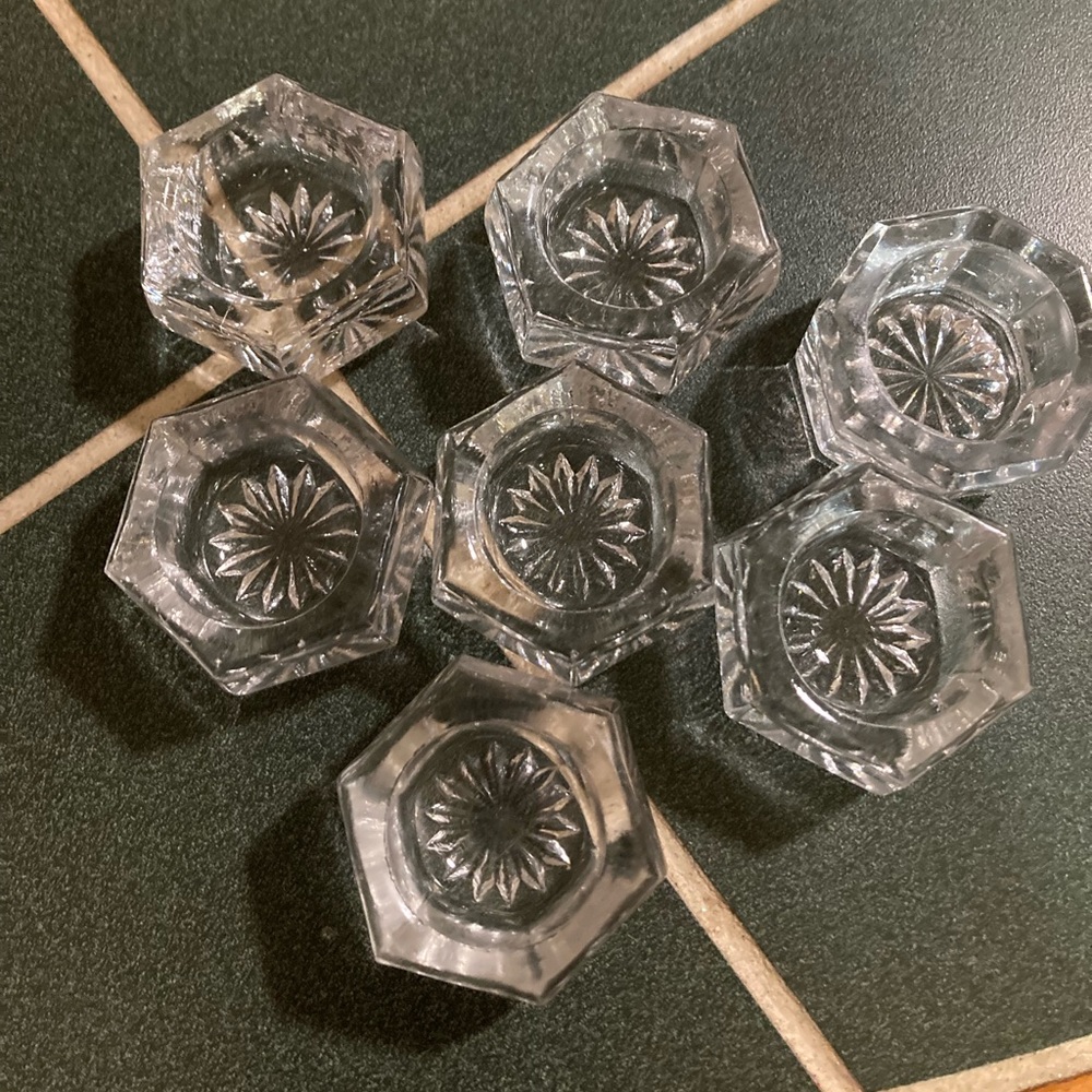Seven Salt Dishes Vintage Glass